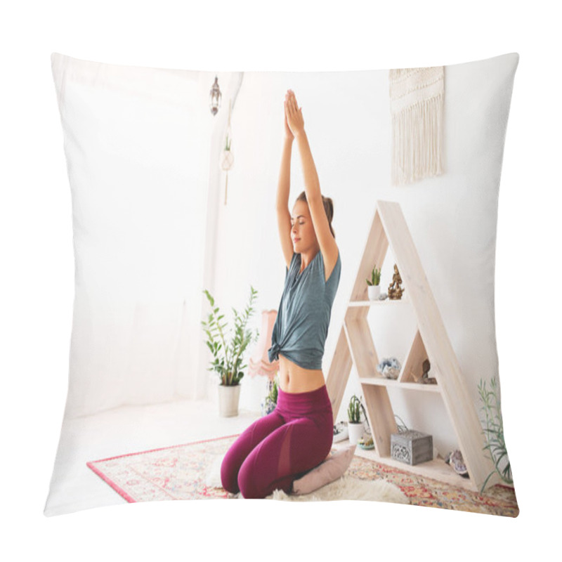 Personality  Woman Meditating At Yoga Studio Pillow Covers