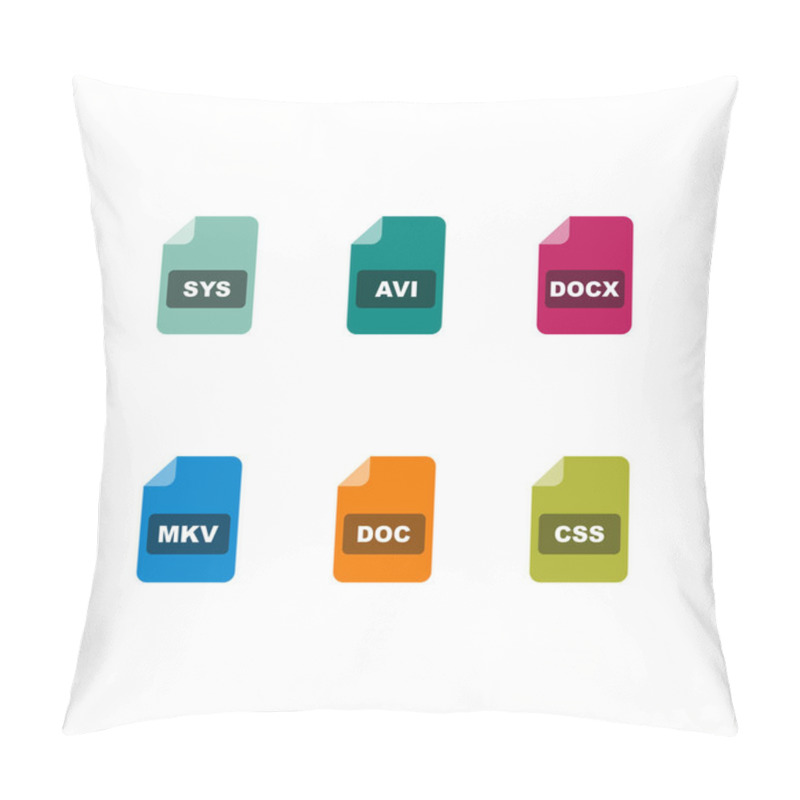 Personality  6 Set Of File Formats Icons Isolated On White Background... Pillow Covers