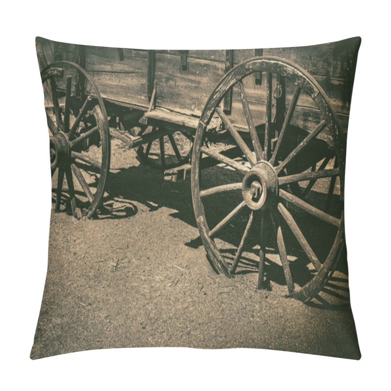 Personality  Old Wagon Wheel Symbolic Of American Wild West Cowboy Concept Pillow Covers