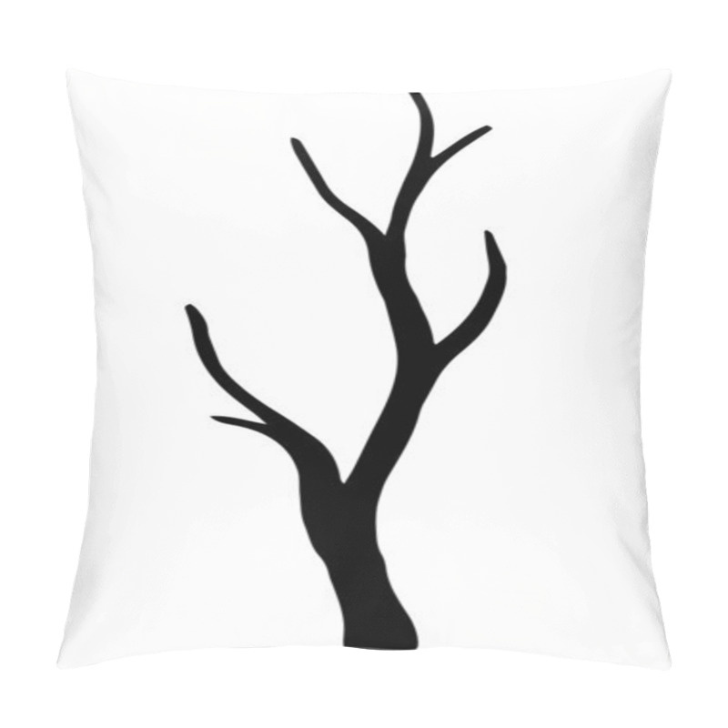 Personality  Vector Illustration Of A Dry Tree Branch. Isolated Icon On White Background. Doodle Illustration Hand Drawn, Black Silhouette Of A Tree. Pillow Covers