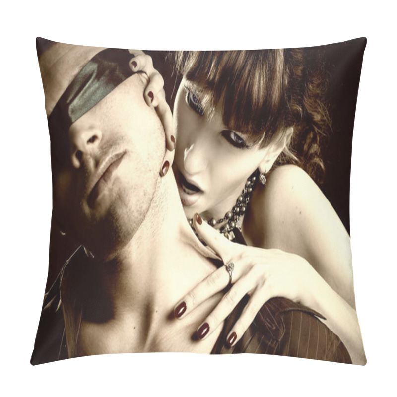 Personality  Woman Vampire Bites A Blind Man Pillow Covers