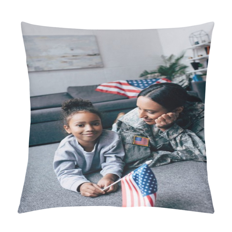 Personality  Daughter And Mother With American Flag Pillow Covers