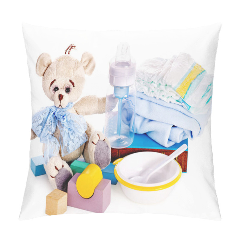 Personality  Baby Diaper And Toys With Teddy Bear . Pillow Covers