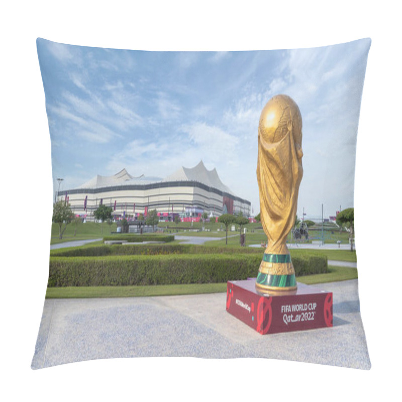 Personality  Doha,Qatar- November 11,2022 :A Uniquely Qatari Stadium, Al-Bayt Stadium Is A Retractable Roof Football Stadium In Al Khor, Qatar Pillow Covers