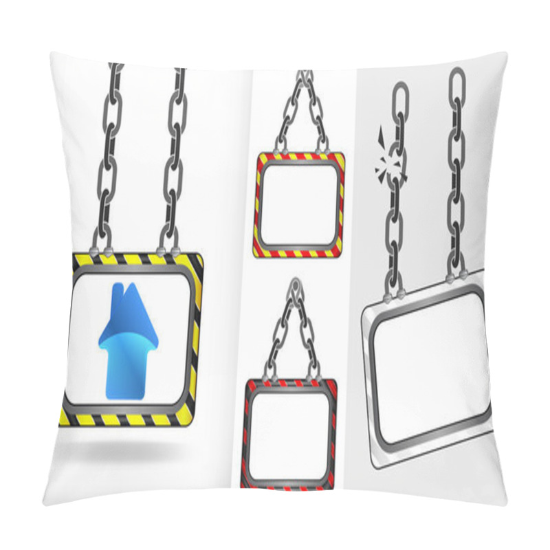 Personality  House Icon On Chain Hanged Board Collection Vector Pillow Covers