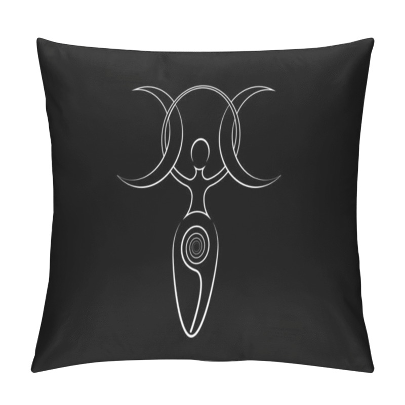 Personality  Spiral Goddess Of Fertility, Wiccan Pagan Symbols Triple Moon. The Spiral Cycle Of Life, Death And Rebirth. Wicca Mother Earth Symbol Of Sexual Procreation, Vector Tattoo Sign Icon Isolated On Black Pillow Covers