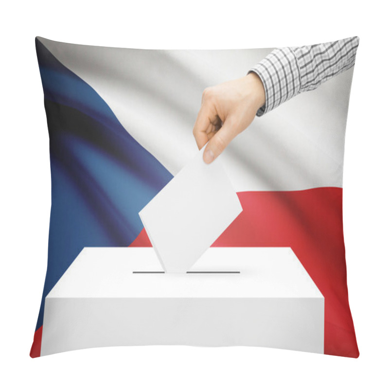 Personality  Voting Concept - Ballot Box With National Flag On Background - Czech Republic Pillow Covers