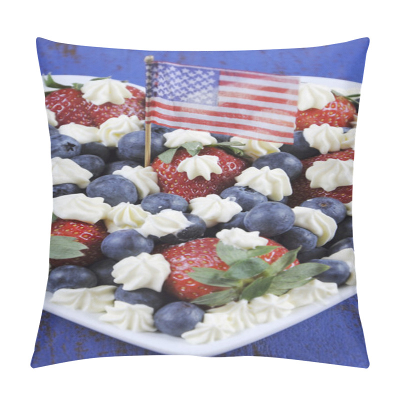 Personality  Red White And Blue Berries With Fresh Whipped Cream Stars. Pillow Covers