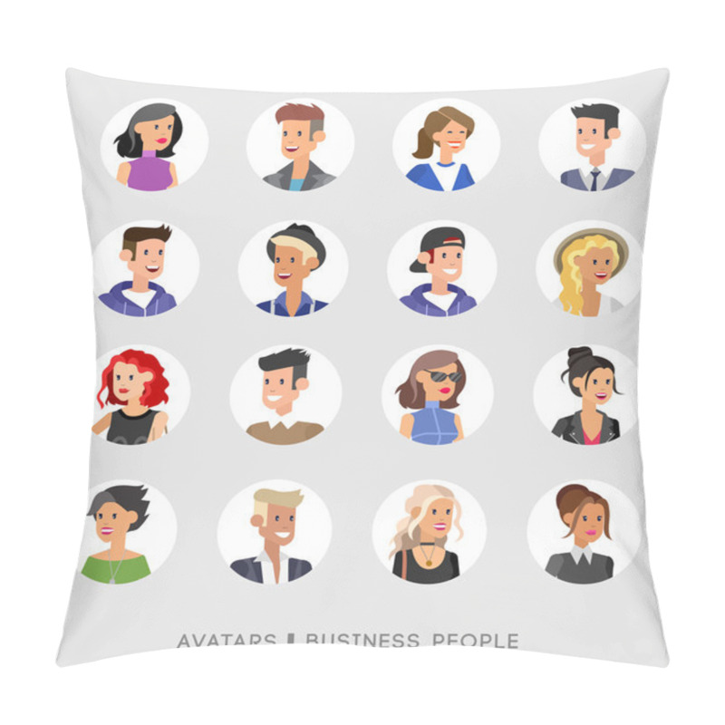 Personality  Cute Cartoon Human Avatars Set Pillow Covers