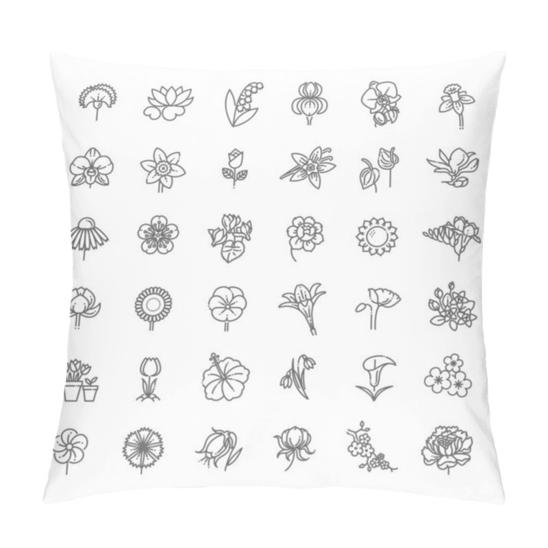 Personality  Set Of Floral Icon In Flat Design Pillow Covers