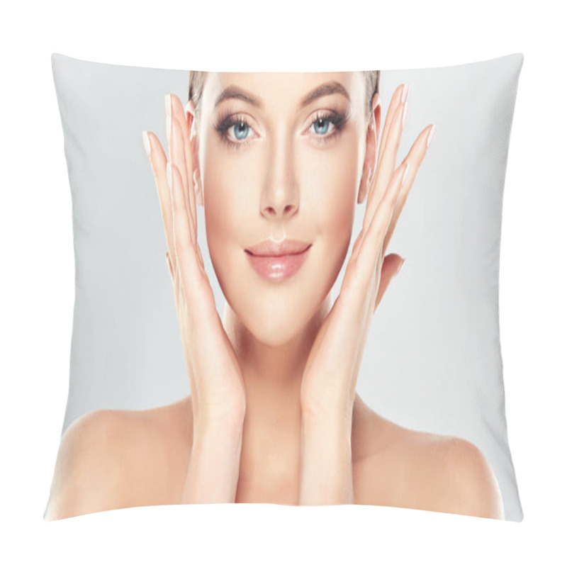 Personality  Young Woman With Clean Fresh Skin  Pillow Covers