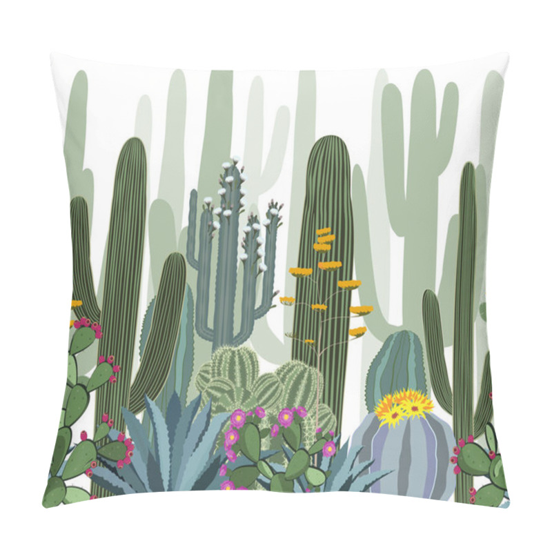 Personality  Seamless Pattern With Cactus, Agave, And Opuntia. Pillow Covers