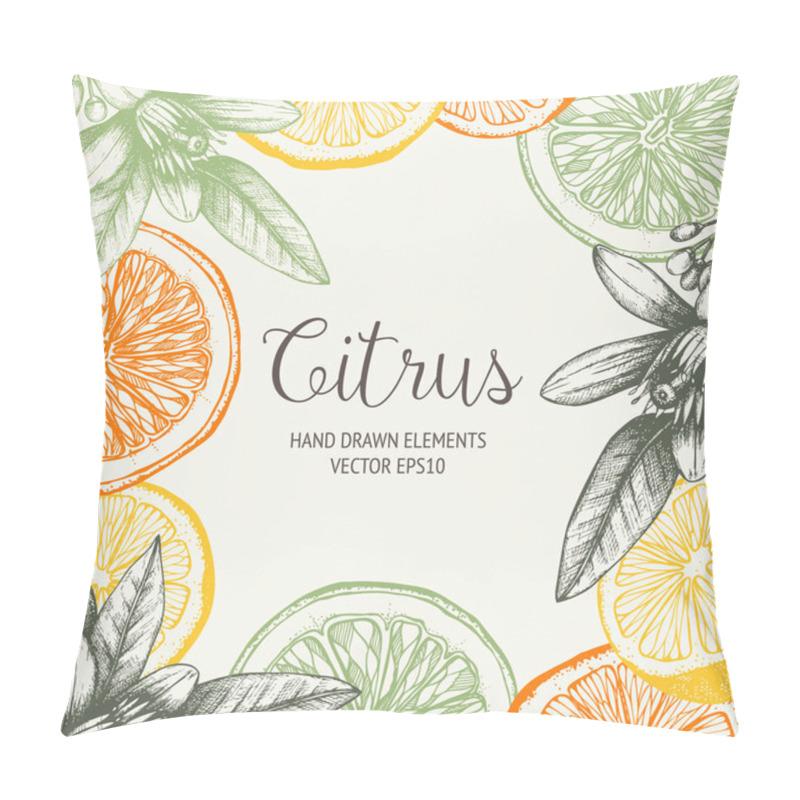 Personality  Hand Drawn Orange Fruit, Flowers Pillow Covers