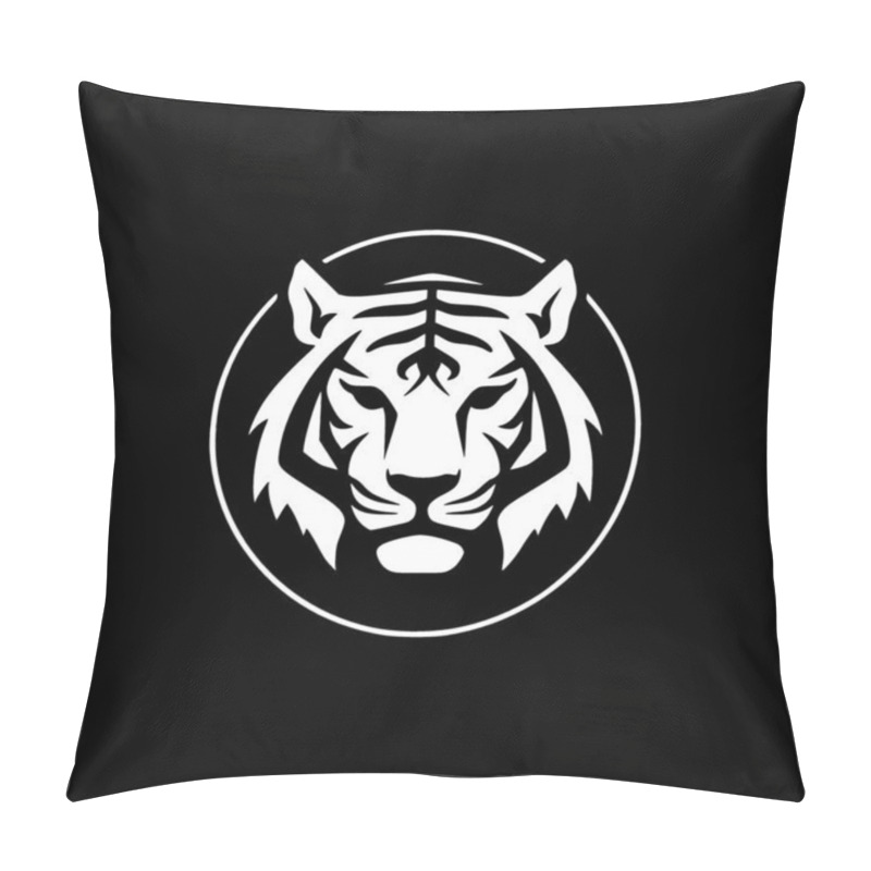 Personality  Tiger - Black And White Isolated Icon - Vector Illustration Pillow Covers