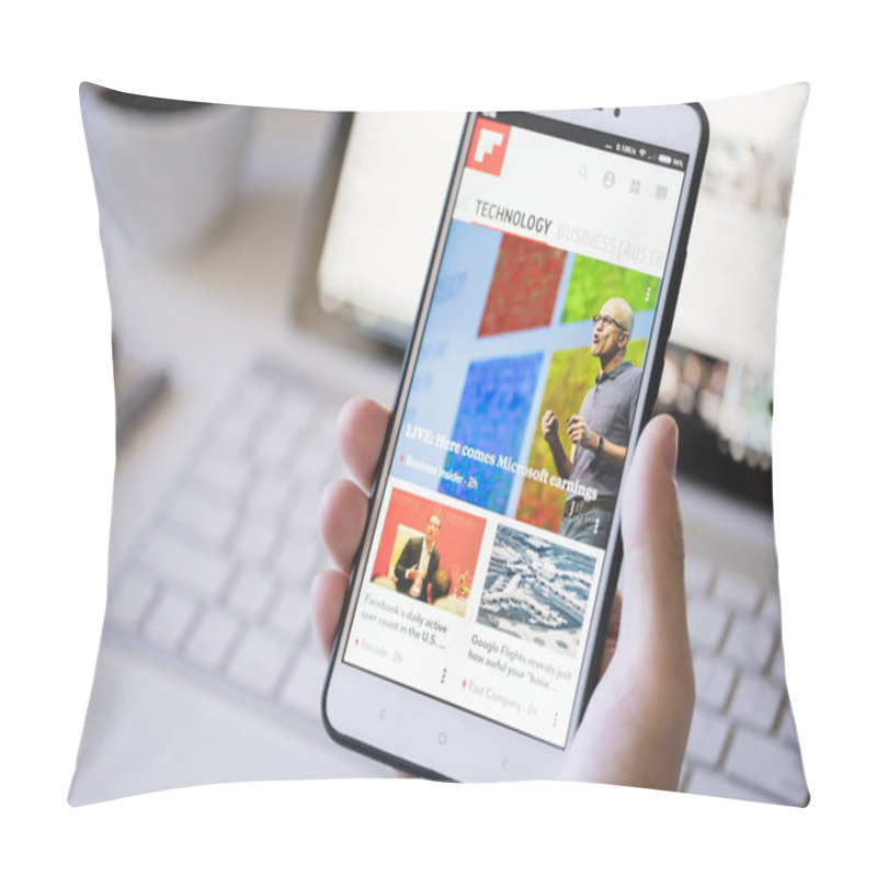 Personality  Using The Flipboard App On A Smartphone Pillow Covers