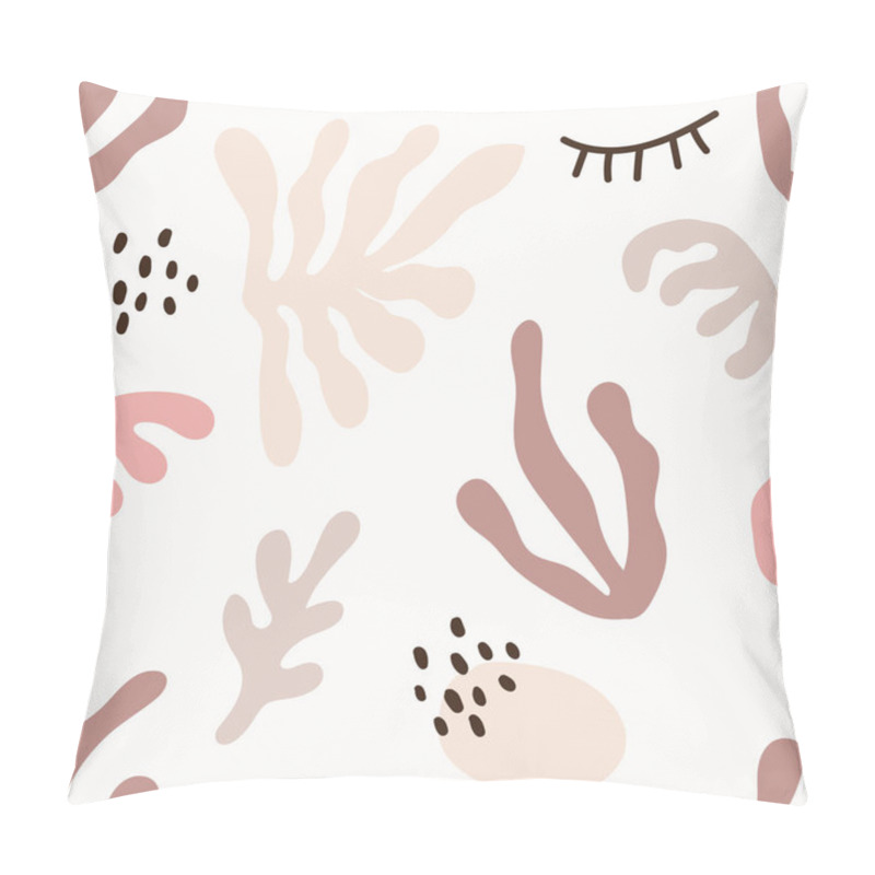 Personality  Cute Trendy Motley Seamless Pattern With Abstract Nature Shape Blots On White Background, Vector Illustration In Simple Flat Style Pillow Covers