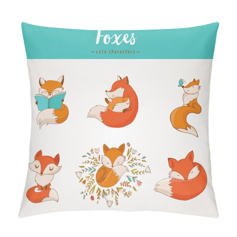 Personality  Fox Characters, Cute, Lovely Illustrations Pillow Covers