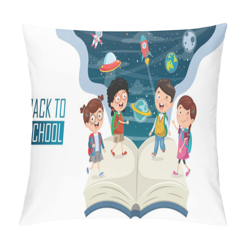 Personality  Vector Illustration Of Children Back To School Pillow Covers