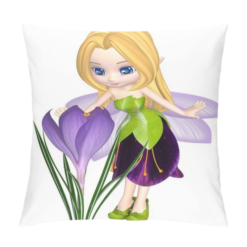 Personality  Cute Toon Purple Crocus Fairy, Standing Pillow Covers