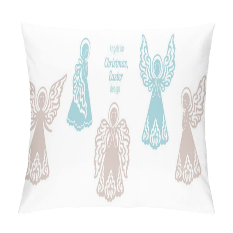 Personality  Set Of Beautiful Angels With Ornamental Wings And Halo Pillow Covers