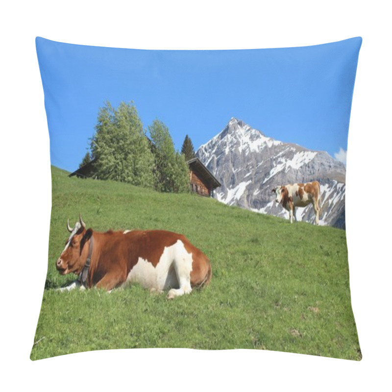 Personality  Happy Cows In The Alps. Pillow Covers