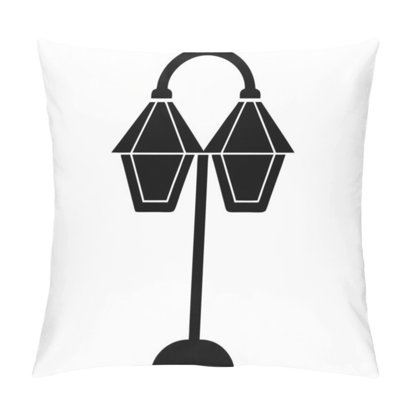 Personality  Simple Black And White Illustration Of A Classic Street Lamp Vector Art Design Pillow Covers