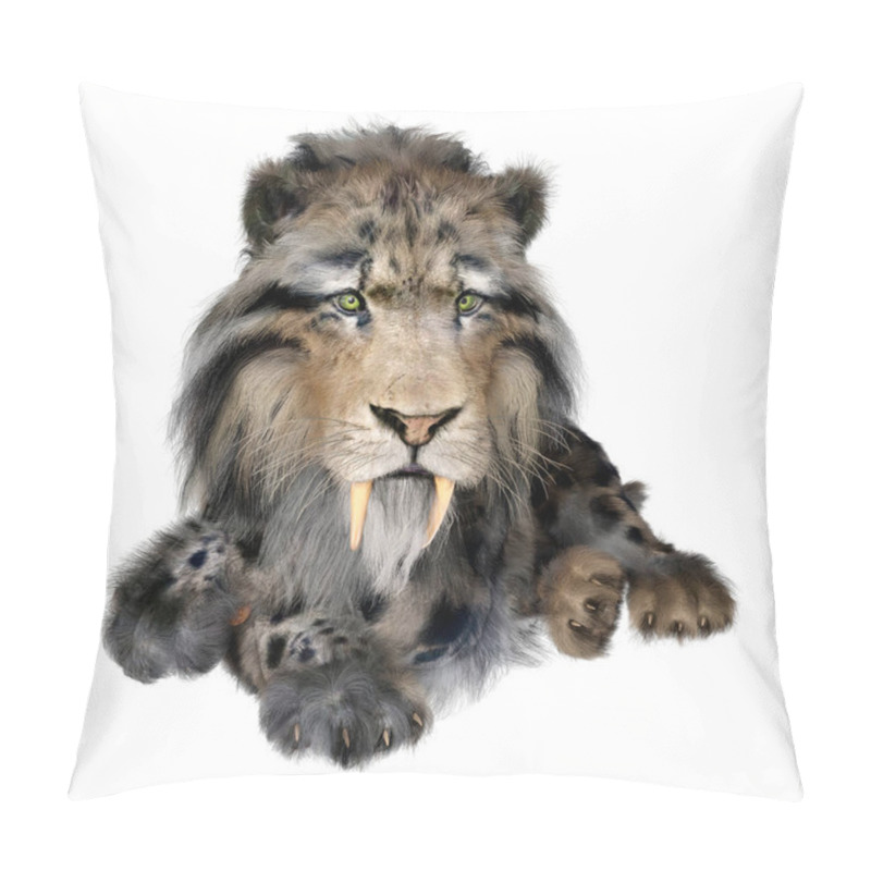 Personality  3D Rendering Of A Sabertooth Tiger Isolated On White Background Pillow Covers