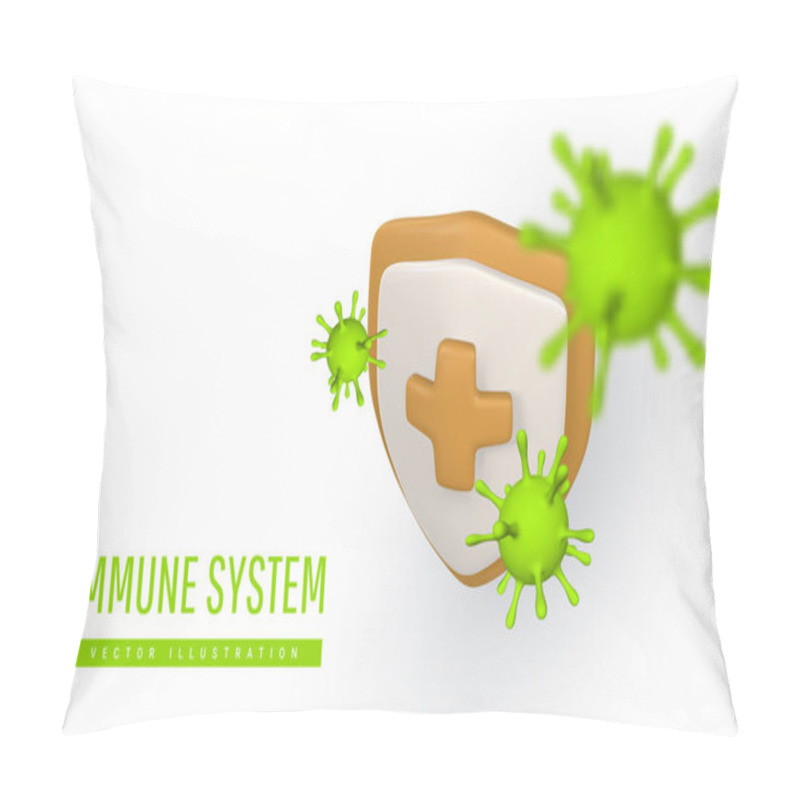 Personality  3d Medical Protection Shield. Medical Protection, Insurance Symbol. Protection From Pandemic Outbreak. Immunity Concept. Vector Illustration. Pillow Covers