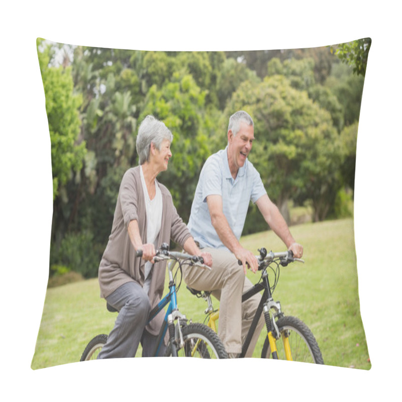 Personality  Senior Couple On Cycle Ride In Countryside Pillow Covers