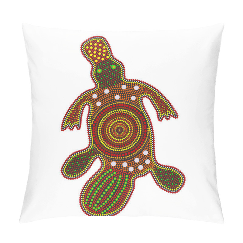 Personality  Platypus Isolated On White Background. Australia Aboriginal Duck Bill Dot Painting. Aboriginal Tribal Styled Platypus. Decorative Ethnic Style. Element For Flyer, Poster, Banner, Placard, Brochure. Stock Vector Illustration Pillow Covers