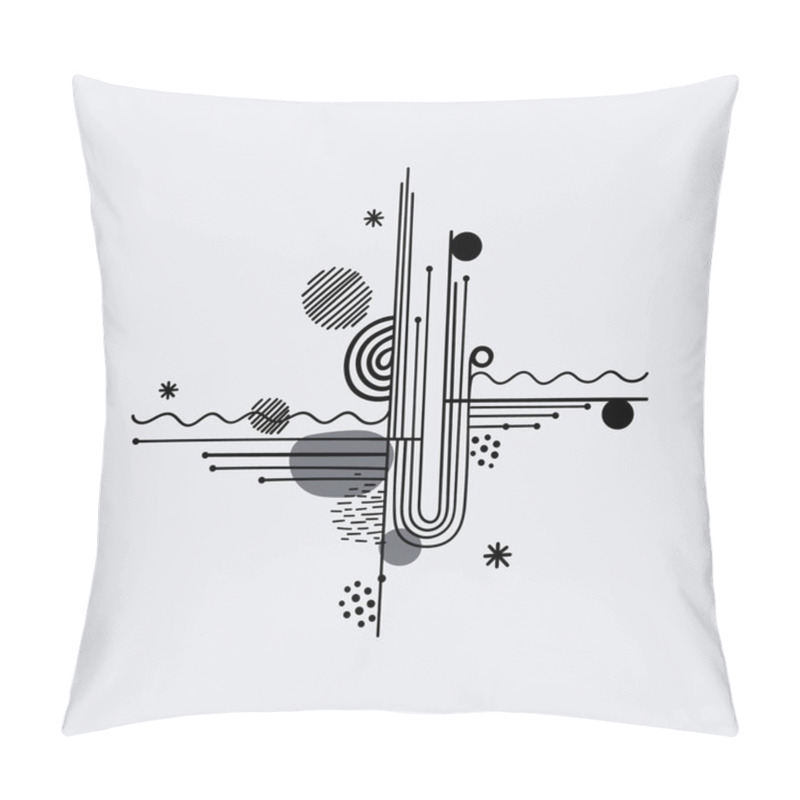 Personality  Vertical Abstraction With Lines And Circles. This Graphic Style Emphasizes Symmetry And Elegance, Ideal For Modern Interiors. Pillow Covers