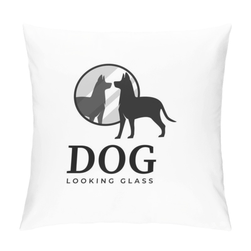 Personality  Silhouette Illustration Of Curious Dog Looking In The Mirror,image Of A Dog In The Mirror Vector Design Pillow Covers