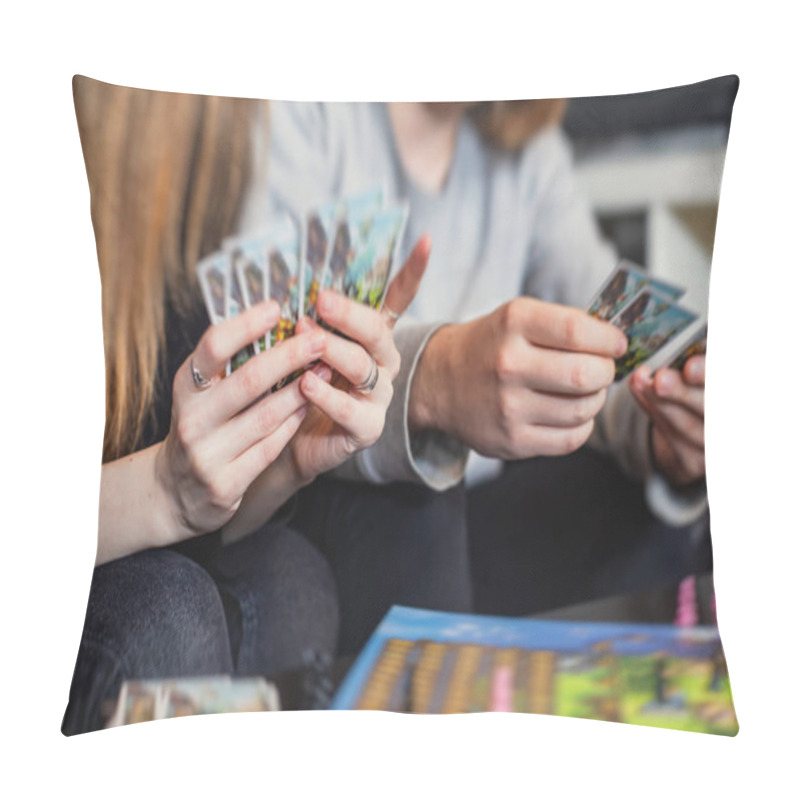 Personality  Process Of Playing Board Game And Having Fun With Friends And Family, Board Game Concept, Hand Playing And Roll The Dice  Pillow Covers