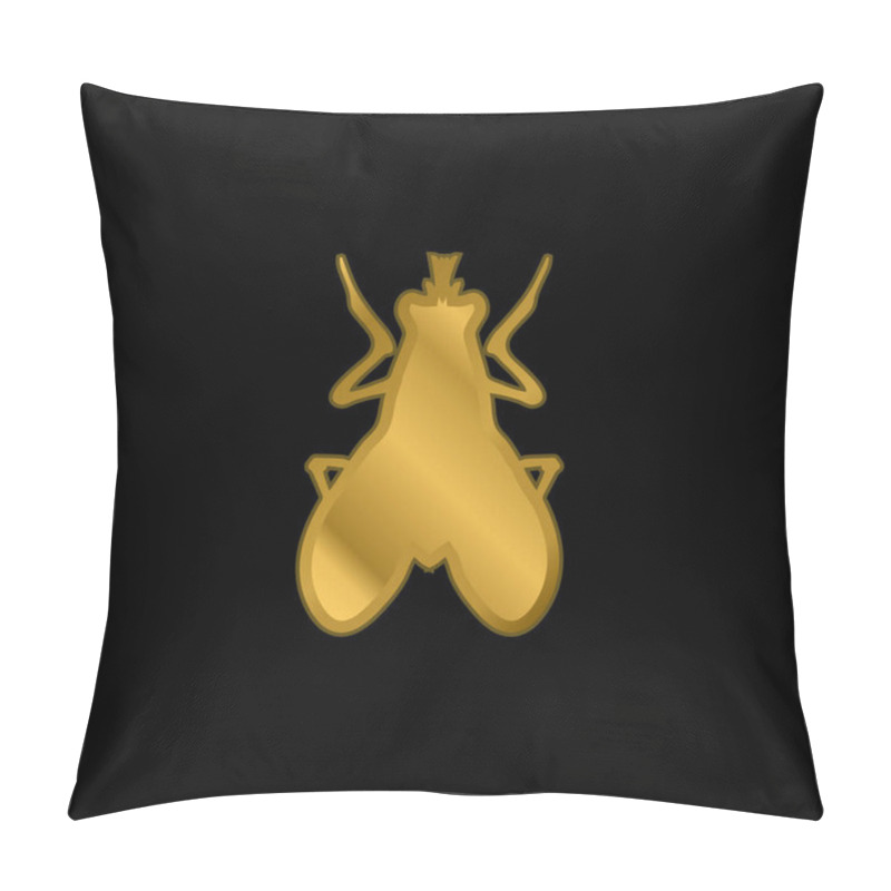 Personality  Blow Fly Insect Shape Gold Plated Metalic Icon Or Logo Vector Pillow Covers