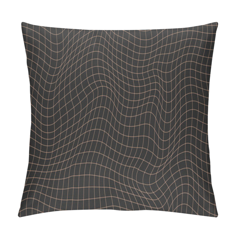 Personality  Retrofuturistic Peach Fuzz Wavy Grid Wireframes On Black Background In 4k Resolution. Vector Illustration For Desktop Wallpaper, Banner, Poster, Website, Backdrop Pillow Covers