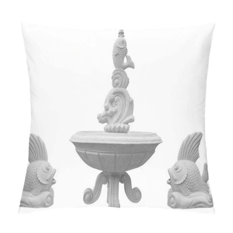 Personality  Classic Stone Fountain Basin Isolated Over White Pillow Covers