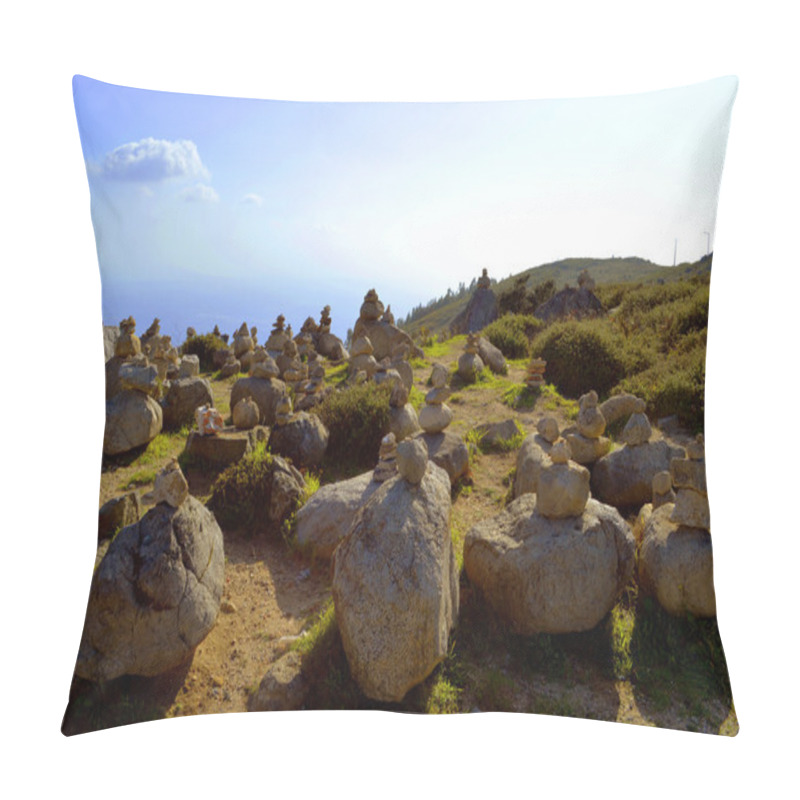 Personality  Stones Balancing On Top Of Foia The Highest Mountain Of Algarve, Portugal Pillow Covers