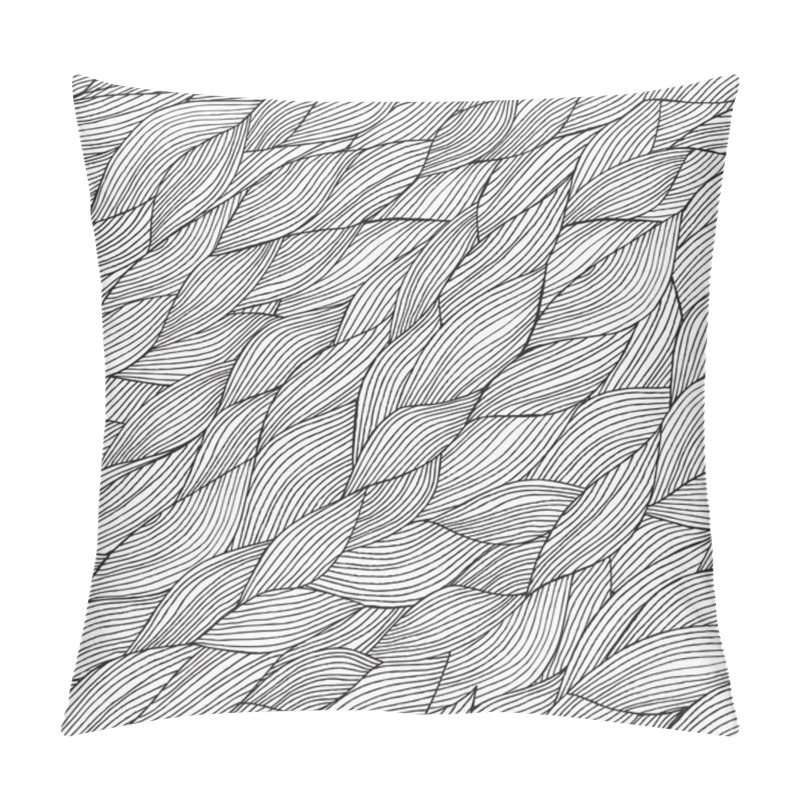 Personality  Waves Seamless Pattern In Black And White Pillow Covers