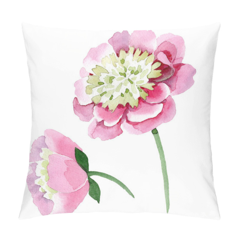 Personality  Beautiful Pink Peony Flowers Isolated On White Background. Watercolour Drawing Fashion Aquarelle. Isolated Peony Flowers Illustration Element. Pillow Covers