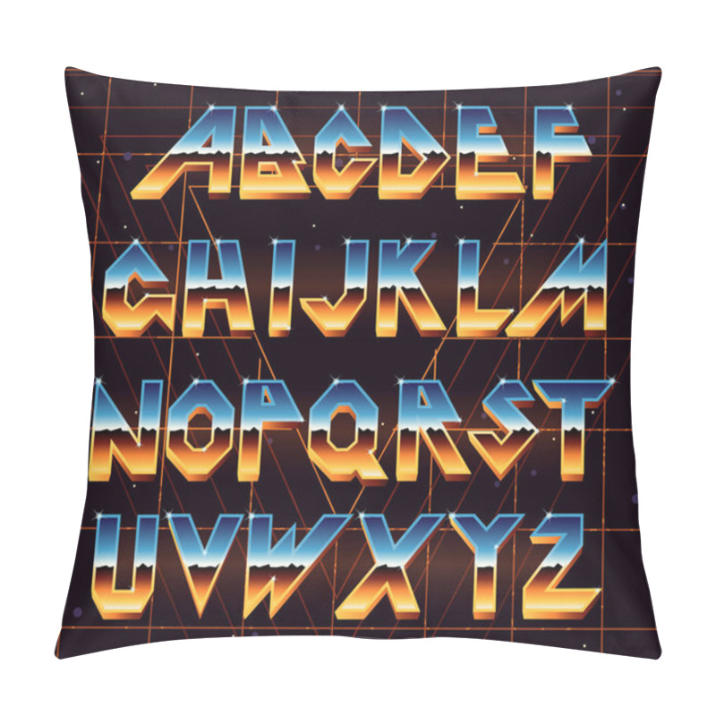 Personality  Alphabet 80 S Retro Font. Pillow Covers