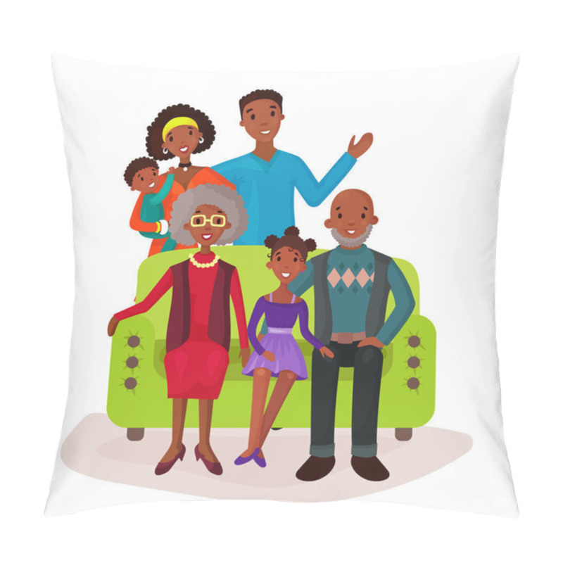 Personality  Relatives And Happy Family On Sofa Symbol Pillow Covers