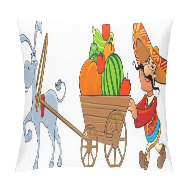 Personality  Mexican With A Cart Of Vegetables. Pillow Covers