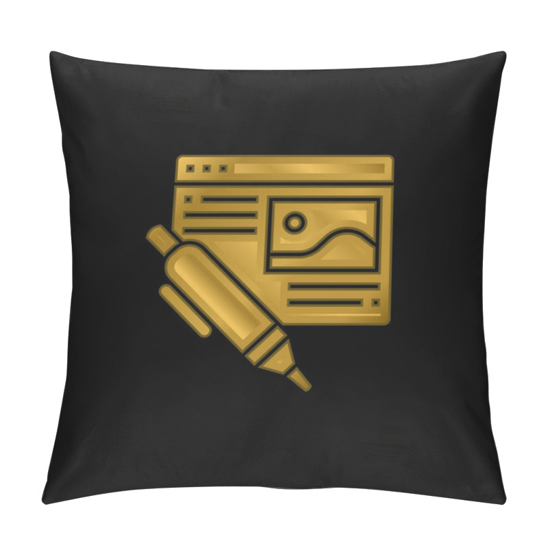 Personality  Blog Gold Plated Metalic Icon Or Logo Vector Pillow Covers