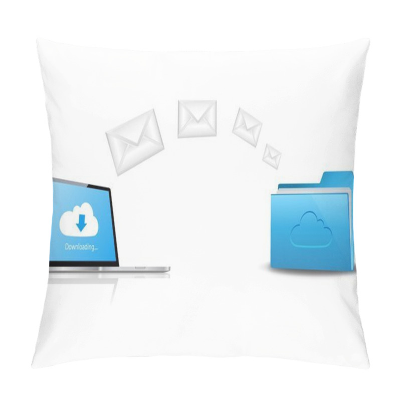 Personality  Downloading Mail From Cloud Folder. Cloud Computing Concept. Pillow Covers