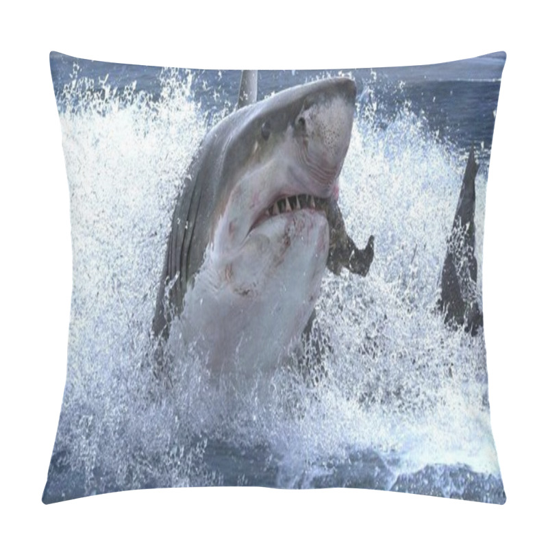 Personality  Great Shark Eating , Attacking Great White Shark In The Ocean Pillow Covers