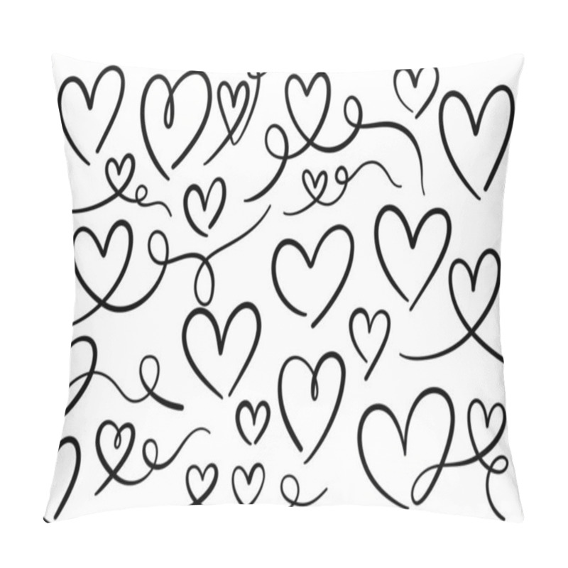 Personality  Heart Swirl, Elegant Ink Flourishes, Decorative Hearts Line Art Set, Illustrated Pillow Covers