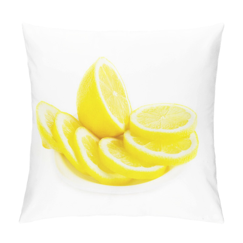 Personality  Fresh Lemon Slices On White Background Pillow Covers