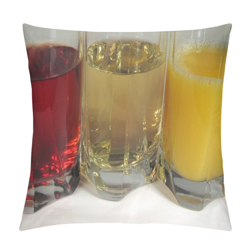 Personality  Apple, Orange And Grape Juice In Transparent Glasses Pillow Covers