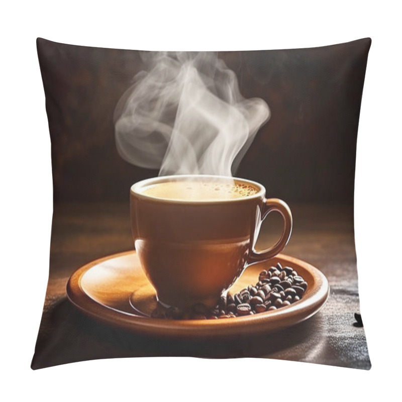 Personality  Cup Of Hot Coffee On Dark Background. High Quality Photo Pillow Covers