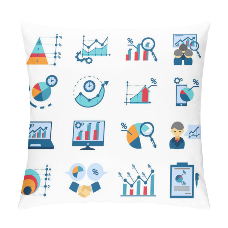 Personality  Data Analysis Flat Icons Collection Pillow Covers